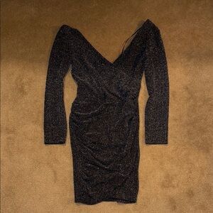Urban Outfitters Black Metallic Long Sleeve Cocktail Dress